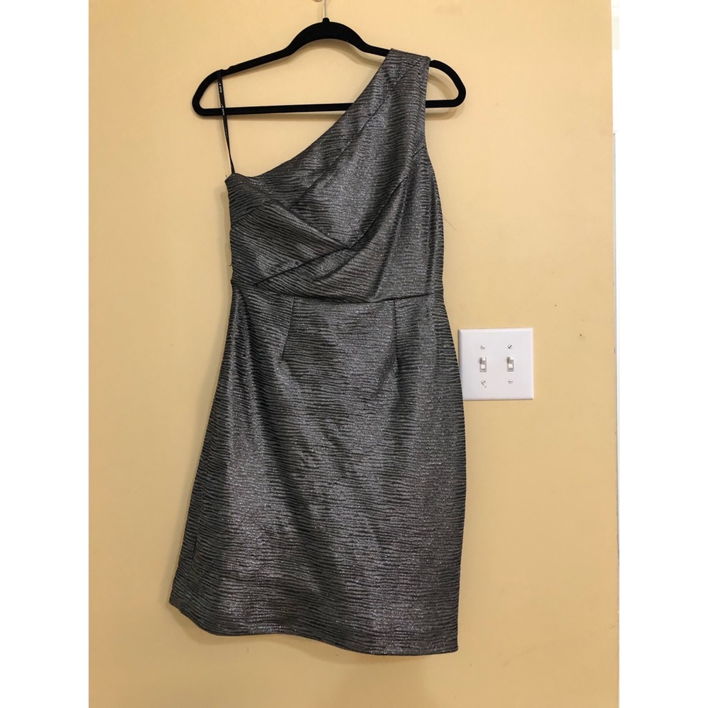 Black and grey one shoulder dress